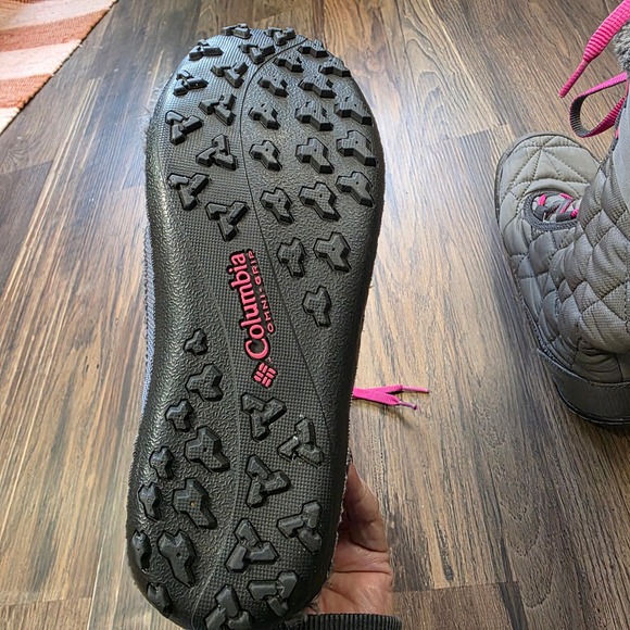 Columbia women's 6 Winter Snow Boots Waterproof Insulated Omni Pink Gray Granola - Picture 8 of 9